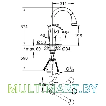 Смеситель Grohe Parkfield 30215001 (хром) картинка 6